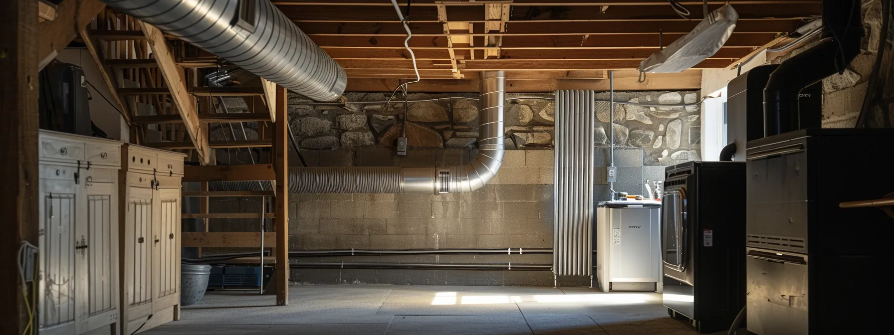 a basement with a well-designed ventilation system and dehumidifiers ensuring a dry and comfortable environment in woodstock.