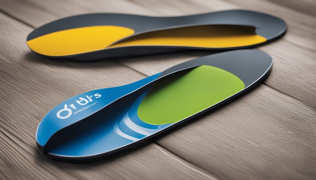 A pair of custom orthotics and Dr. Scholl