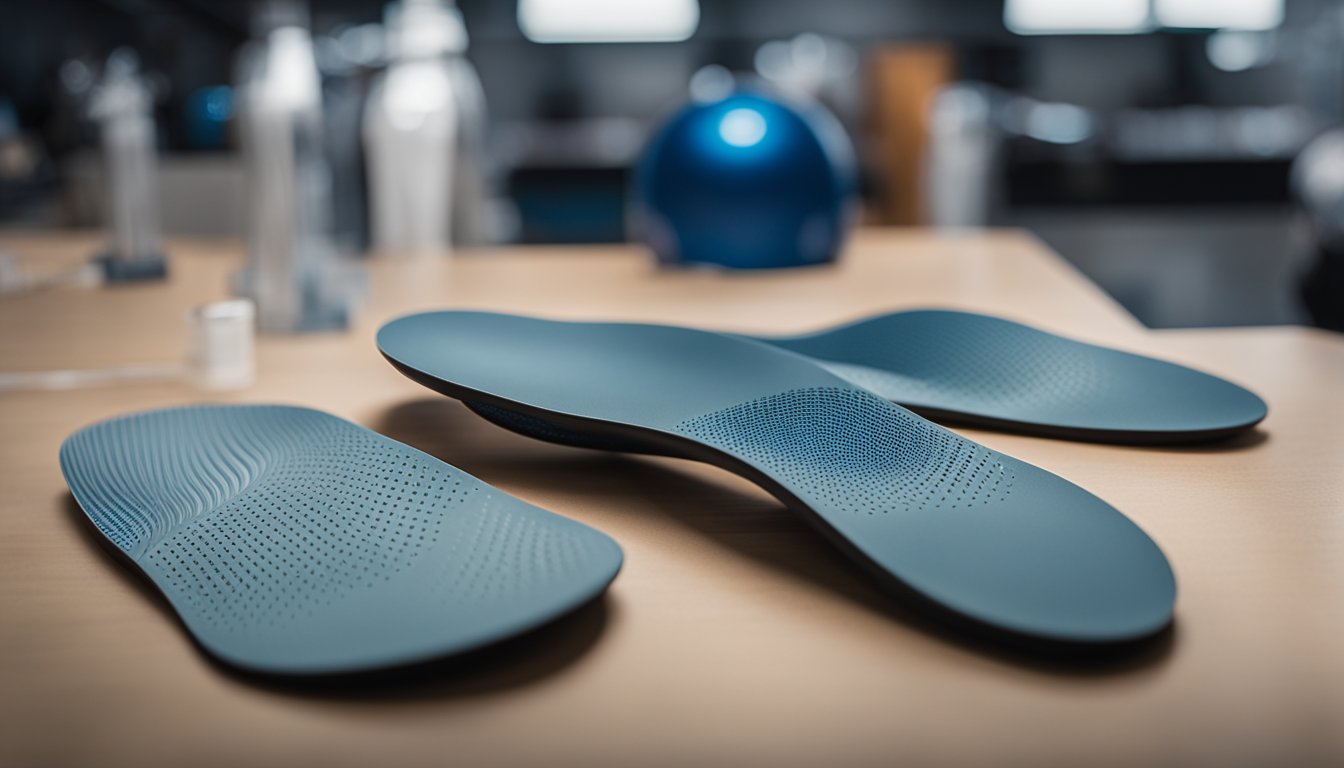 A pair of custom orthotics and Dr. Scholl's inserts undergo a series of durability tests, including impact, compression, and flexion, showcasing the superior performance of the custom orthotics